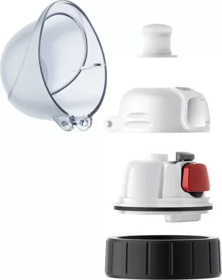 Shishe uji Emsa Drink2Go Tritan 0.5L AutoClose, dizajn zjarrfikës, transparente/kapak i zi