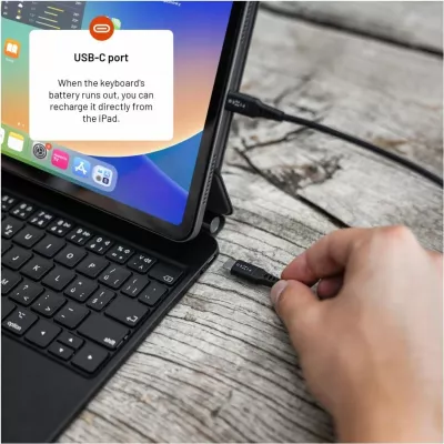 Mbështjellës me tastierë FIXED Typee për Apple iPad Pro 11\" M4 (2024), Bluetooth, me trackpad, USB-C, i zi