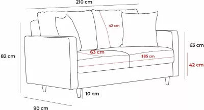 Divan treshe, ngjyrë gri, Atelier del Sofa, Eva
