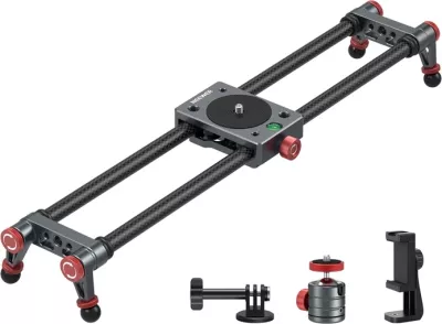 Slider për kamerë Neewer CS1M 40 cm karbon fibër, me kokë sferike mini dhe mbajtës telefoni