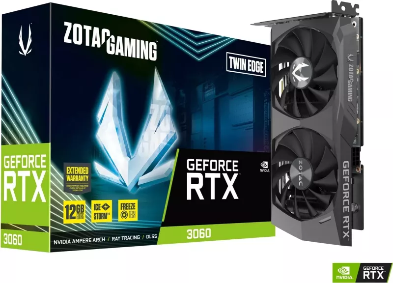 Kartë grafike ZOTAC GAMING GeForce RTX 3060 Twin Edge, 12 GB GDDR6, e zezë