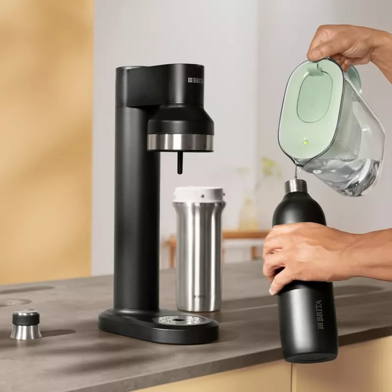 Shishe uji BRITA sodaTRIO 0.65L, çelik inox, e zezë