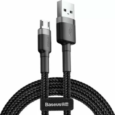 Kabllo Baseus Cafule USB-A në microUSB 3 m USB 2.0, e thurur najlon, zi/gri