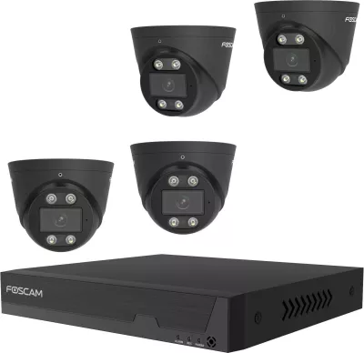 Set kamerash sigurie Foscam FNA108E-T4-2T, 4 kamera, regjistrues, 2TB, e zezë