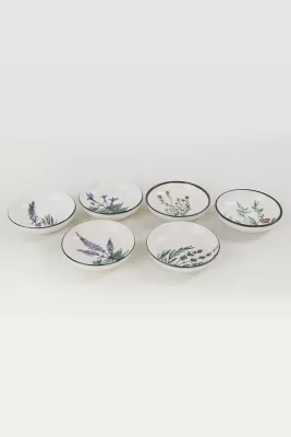 Set 6 copë tasë salce, qeramikë, Hermia Concept, të bardhë, jeshile, vjollcë, të zeza, ST489406F022AMD3600MAYD100
