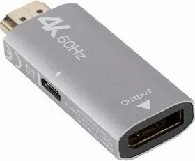 Adapter AV Lanberg AD-HD-DP-01 HDMI (M) në DisplayPort (F) 4K 60Hz, argjend, me furnizim USB-C