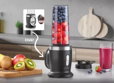 Blender wireless CASO Click & Blend 3622 240W, shishe Tritan 500ml BPA-free, 14,000 rpm, USB-C, bateri Li-ion e heqshme, zi mat/inoks, set me kabllo + kapak to-go