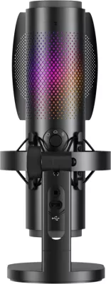 Mikrofon BOYA K9 me kabllo USB-C, 48 kHz 24-bit, RGB, me stendë tavoline dhe pop filter, i zi