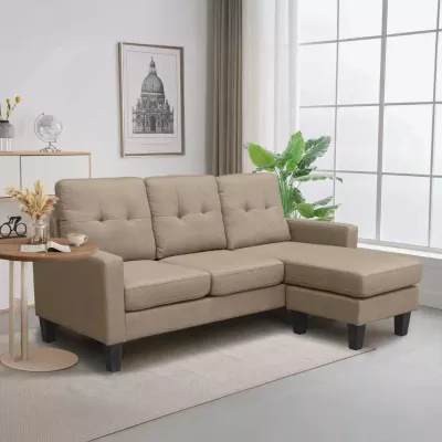 Kënd-sofa MEGGY, kënd i kthyeshëm, material bezhë, FH3297.03, 184.5x129x86cm