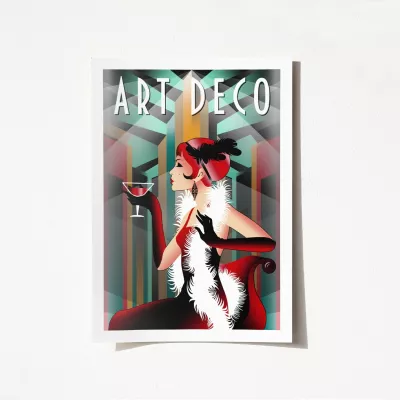 Poster A3 Art Deco, shumëngjyrësh, 29,7x42cm