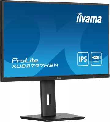 Monitor, iiyama ProLite XUB2797HSN-B2 27" IPS USB-C dock me rrjetë LAN dhe DisplayPort-out, lartësi e rregullueshme, e zezë