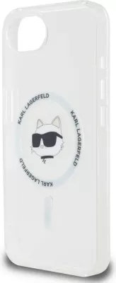 Mbështjellës Karl Lagerfeld IML Metal Choupette Head MagSafe për iPhone 16e, Bardhë