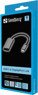 Adapter USB-C në DisplayPort Sandberg 136-19, 4K 60Hz, alumin, gri