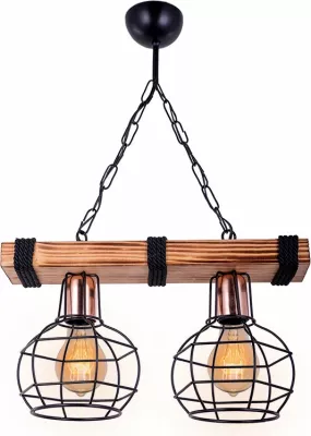 Dritë tavani me 2 llamba PWL-1033 E27 arre-e zezë 40x15x60cm