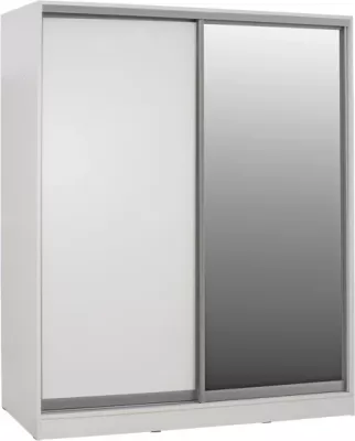 Dollap melamine i bardhë me pasqyrë, FH2437.03, 180x60x210 cm