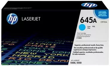 Toner HP 645A C9731A rendiment 9,800–23,700 faqe, për Color LaserJet 5500/5550, Cyan
