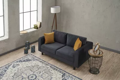 Divan dy-vendësh Atelier del Sofa, kadife Kale, antracit