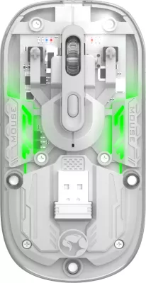 Maus Marvo M808W Prism 20W wireless, 2.4GHz/Bluetooth, RGB, bateri 400mAh, transparent