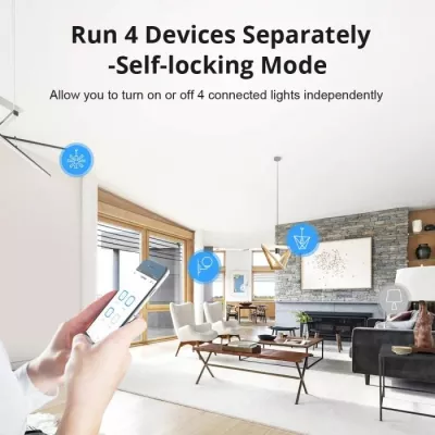 Switch smart Wi‑Fi SONOFF 4CHR3, 4‑kanal, 10A, 3500W, 2.4GHz, i bardhë