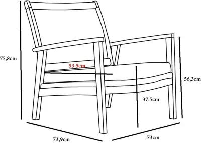Karrige Salsa me jastëk, ngjyrë e zezë, 74.5x73x75.8