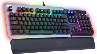 Tastierë mekanike Thermaltake Agent K5, Blue Switch, RGB, full-size, titanium