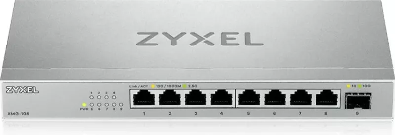 Switch Zyxel XMG-108, 2.5G Ethernet, i montueshëm në mur, ngjyrë argjendi