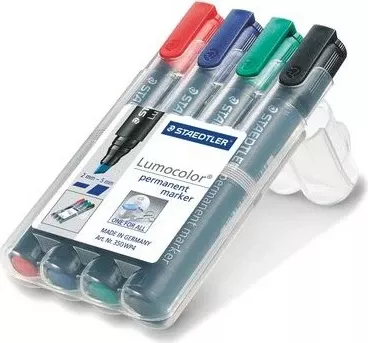 Set markerash STAEDTLER Lumocolor 350 WP4, 4 ngjyra, permanent