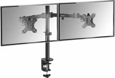 Mbajtëse desktopi dual për 2 monitorë VONHAUS 3005116 13–32\", VESA 75x75/100x100, e zezë