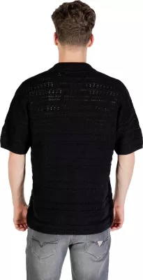 Xhemper polo me mëngë të shkurtra për meshkuj Only & Sons ONSGRAYSON DS 5 CHOCHET 22031835, i zi [Madhësia: XXL]