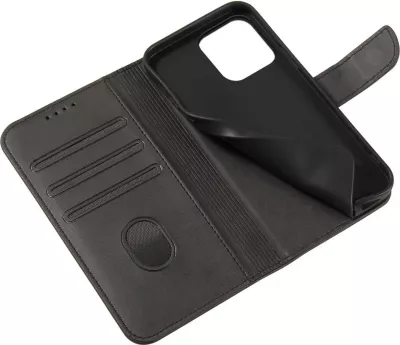 Mbështjellës magnetik me kapak Hurtel për Samsung Galaxy S24 FE, i zi