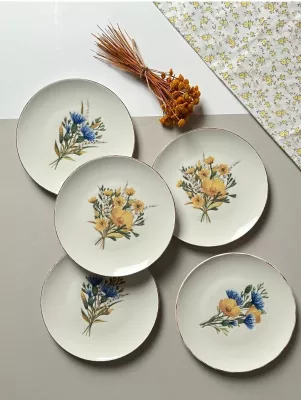 Set pjatash për ëmbëlsira, shumëngjyrëshe, Hermia Concept, Lily 6, 21x21cm, 6 copë