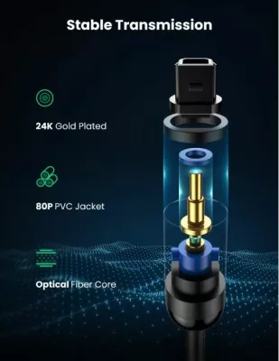kabl audio optik Toslink UGREEN 70890 1 m, i zi, polybag