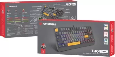 Tastierë mekanike Genesis Thor 230, TKL, RGB Outemu Red, gri e zezë