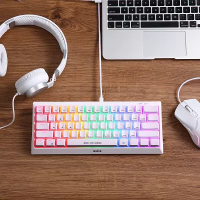 Tastierë mekanike gaming Marvo KG962G Hecate 61R (60%, 61 taste), USB-C, rainbow backlight, e bardhë