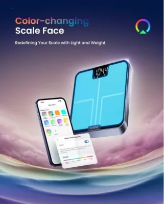peshore inteligjente RENPHO Elis Chroma, Bluetooth, 13 matje trupi, ndriçim me ngjyra, blu