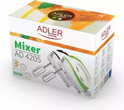 Mikser dore Adler AD4205g 300 W, 5 shpejtësi, Turbo, me 2 aksesorë, jeshile