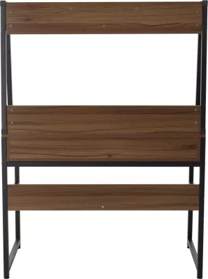 Tavolinë me raft librash, FH2390.12, melaminë, ngjyrë arre & kornizë metalike e zezë, 100x48x139H cm