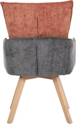 Karrige ngrënieje me krahë REX FH9847.06, ngjyrë e kuqe tullë-gri, këmbë druri ahu, 53x60x93H cm., set prej 2 copë