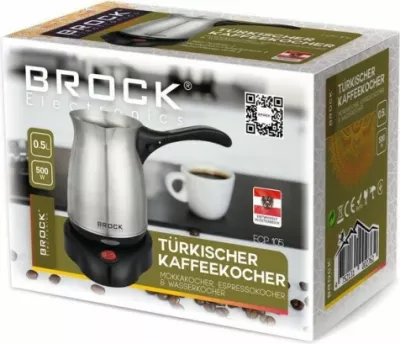 Aparat kafe turke Brock ECP 105, 500 ml, 500 W, inox/zi