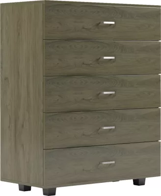 Komodinë me pesë sirtarë, ngjyrë ulliri e errët, THORG FH8995.05, 80x40x100 cm