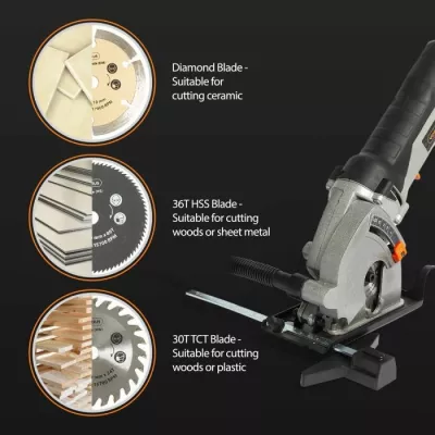 Mini sharrë rrethore VONHAUS 3500253 550W, set me 3 tehe + çantë, e zezë/gri