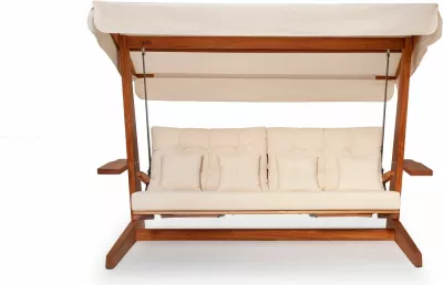 Karrige lëkundëse treshe për kopsht, ngjyrë bezhë, Luna Deluxe 2600