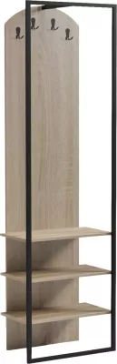 Varëse palltosh me rafte, metal i zi, melaminë Sonama, NINO FH18382.01, 53x31.5x180cm