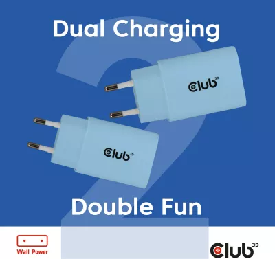 Karikues USB-C Club3D CAC-3022 30W 2 copë blu
