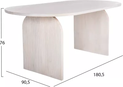 Tavolinë ovale për ngrënie, dru mango, ngjyrë e bardhë, FH9690, 180,5x90,5x76 cm