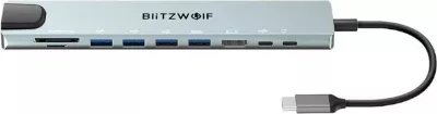 Docking station BlitzWolf BW-TH5 10in1, USB-C, argjendtë