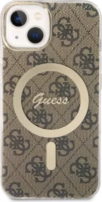 Set mbështjellës Guess GUBPP14SH4EACSW me karikues wireless për iPhone 14 6.1", kafe, MagSafe