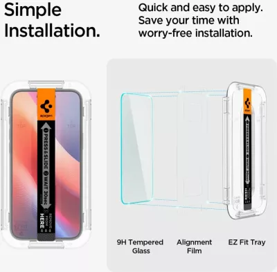 Mbështjellës xhami Spigen Glas.tR EZ Fit për iPhone 15/16, transparent, 1 copë