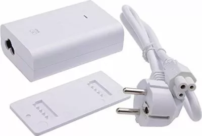 Injektor PoE Ubiquiti U-POE-AF 802.3af 48V/15W, i bardhë, set me kabllo rryme dhe kllapë montimi