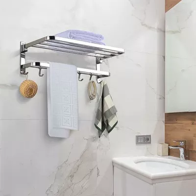 Varëse muri NEXT me raft dhe mbajtës peshqirësh, inox